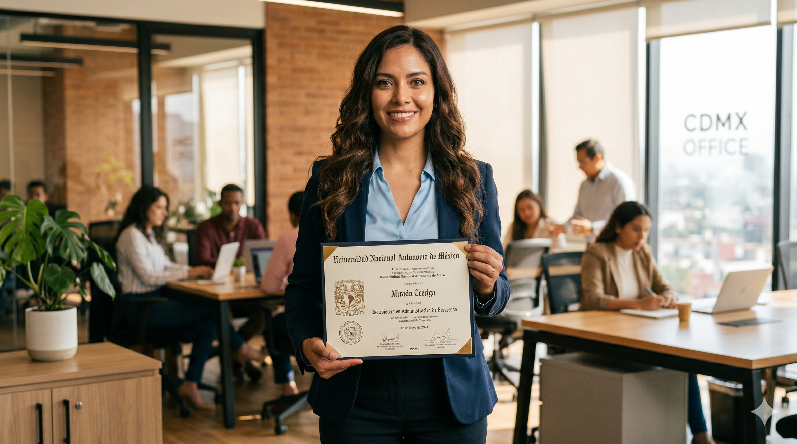 Profesionista mexicana con su título oficial